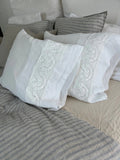 Linen pillowcase with french LACE , housewife pillowcase , standard , queen , king , euro sham