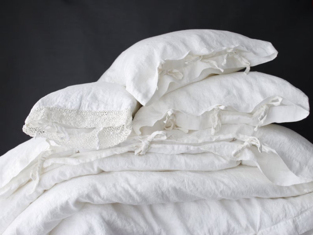 LINEN DUVET COVER set of duvet cover and pillowcases with ties. Pure French linen bedding set