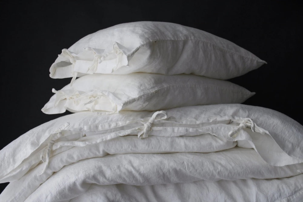 LINEN DUVET COVER set of duvet cover and pillowcases with ties. Pure French linen bedding set